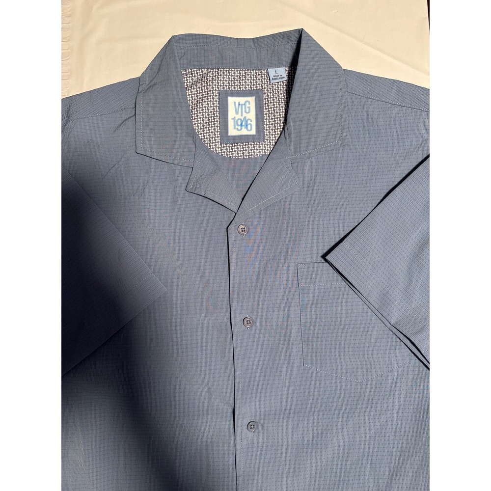 VTG 1946 Camp Shirt Button Up Short Sleeve Casual Blue Mens‎ Size L